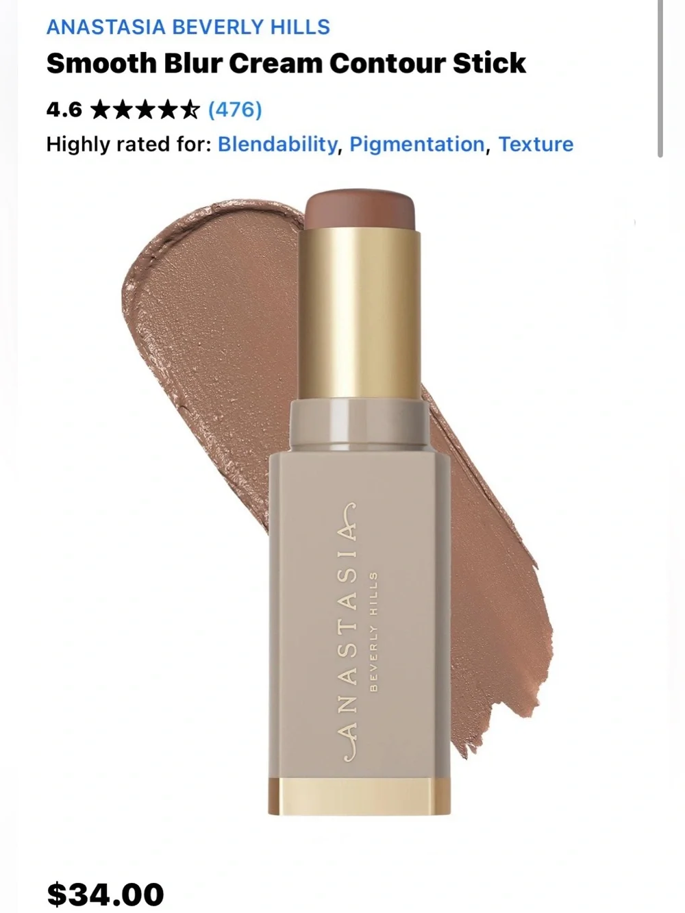 Anastasia Beverly Hills Smooth Blur Cream Contour Stick — color: Shadow-bnib